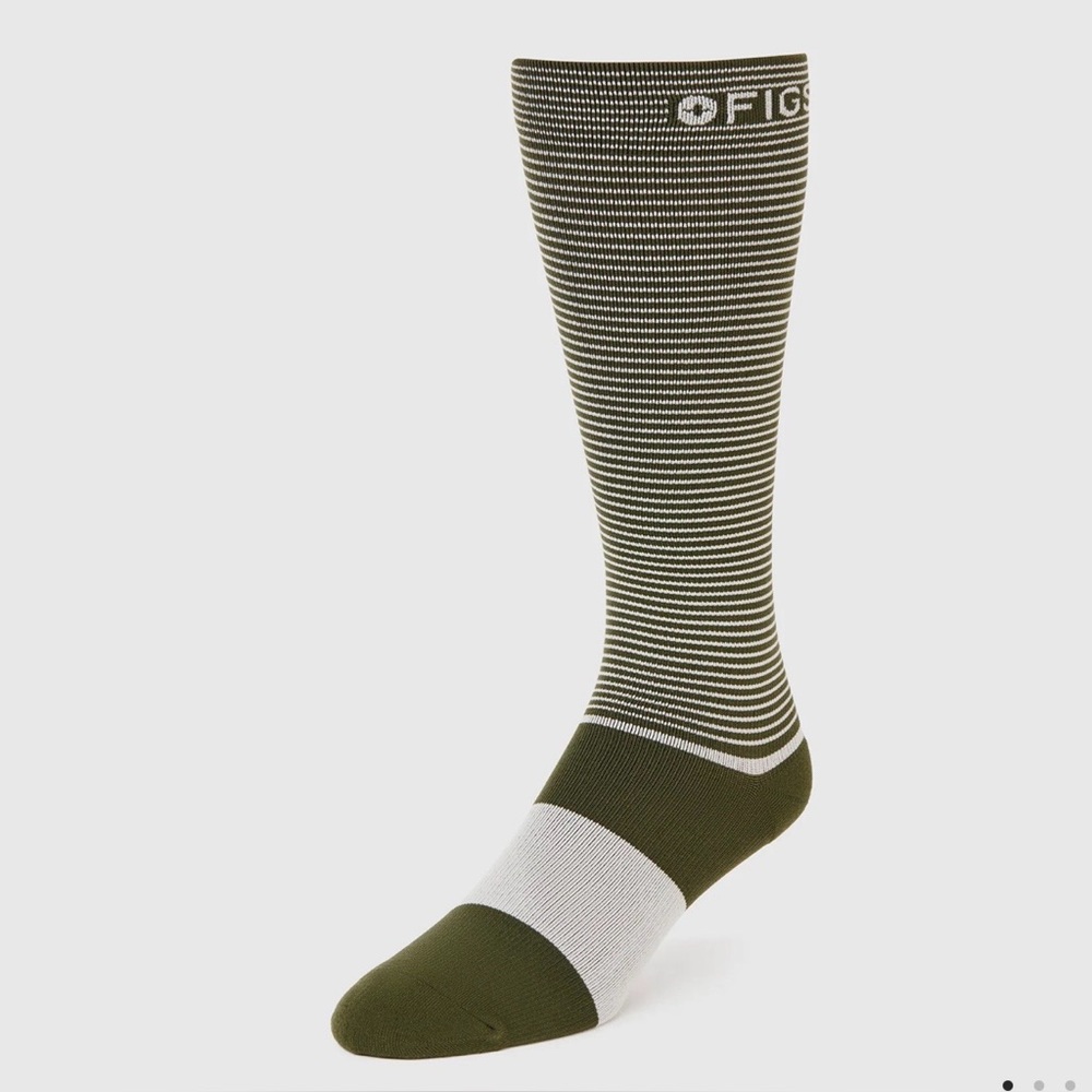 Figs Men's Navy and Olive Striped Compression Socks size Large new